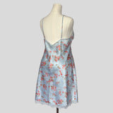 Floral lace trim slip in light blue