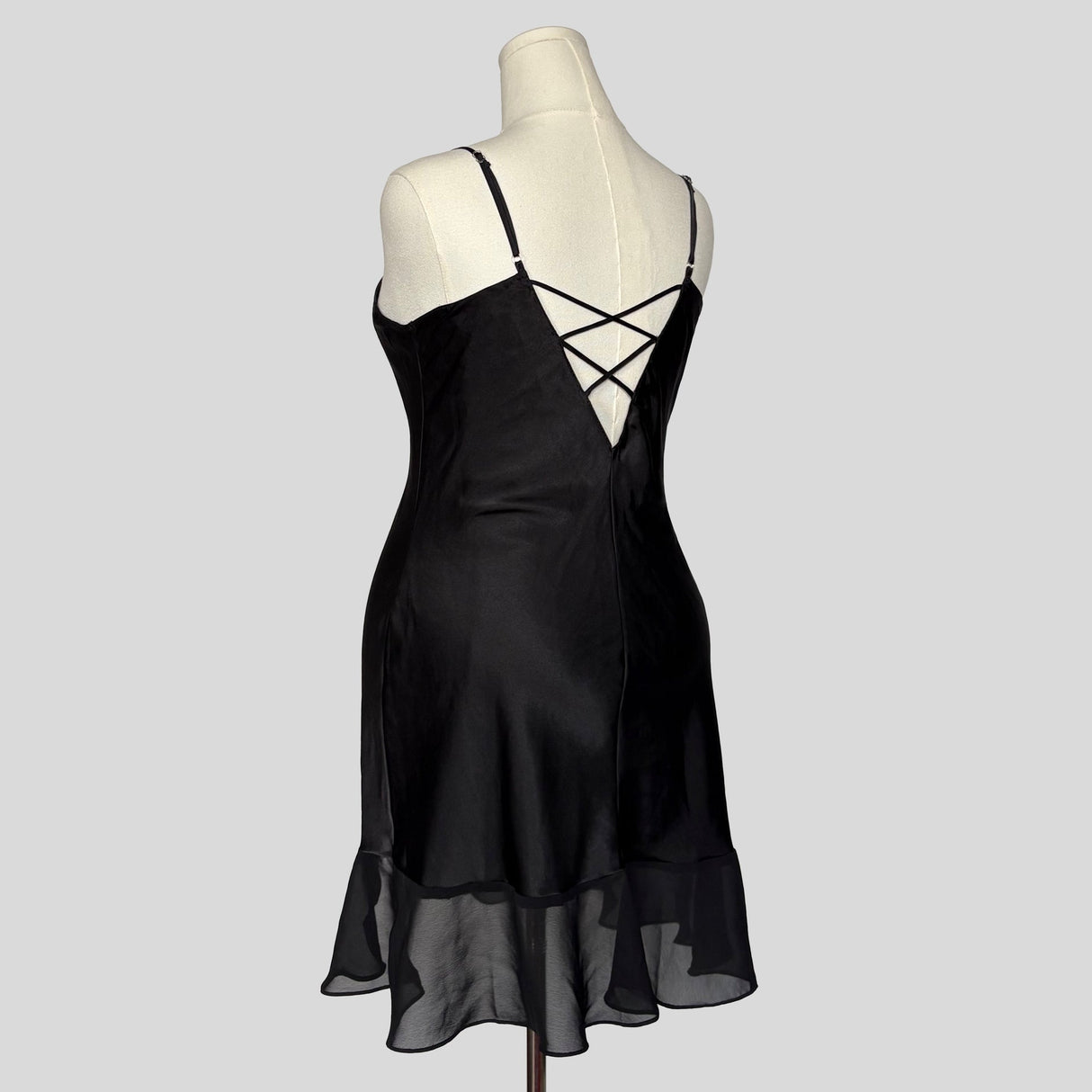 Silky lace trim slip dress