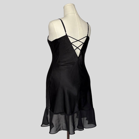 Silky lace trim slip dress