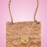 Chanel Light Pink Fuzzy Flap Shoulder Bag
