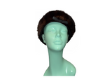 Mink Fur Pillbox Hat with Black Leather Trim