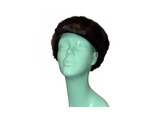 Mink Fur Pillbox Hat with Black Leather Trim