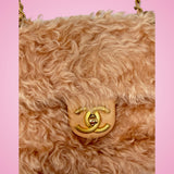 Chanel Light Pink Fuzzy Flap Shoulder Bag