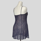 Sweetheart lace neckline slip in navy print