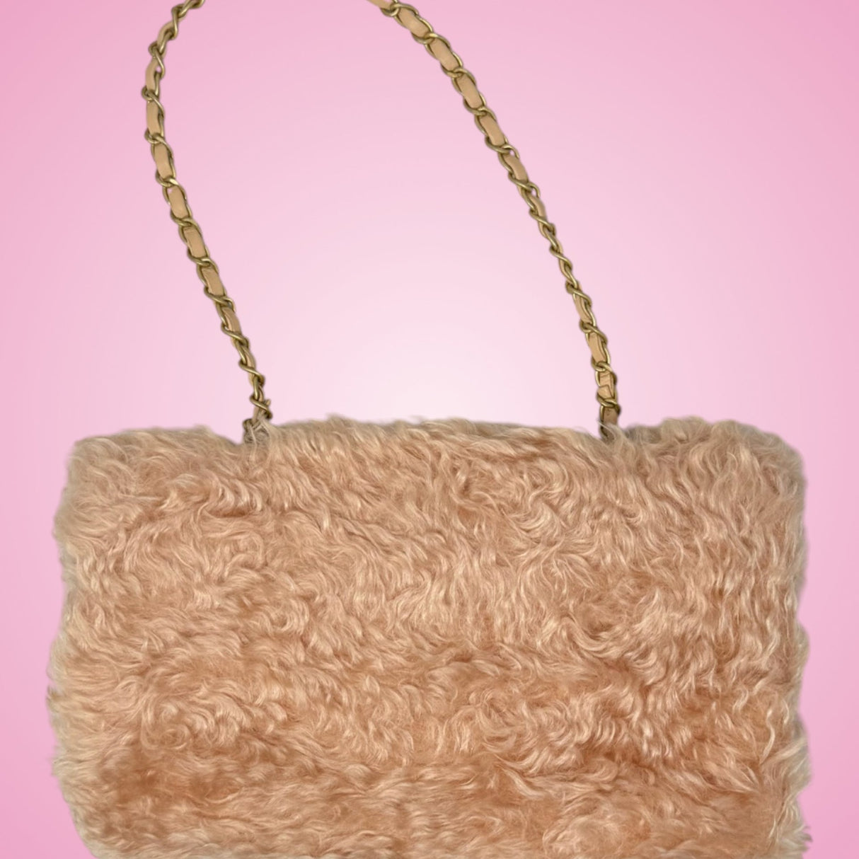 Chanel Light Pink Fuzzy Flap Shoulder Bag