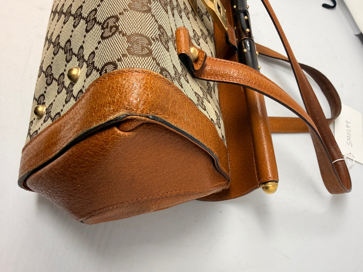 Gucci Bamboo Top Handle Shoulder Bag Light Brown