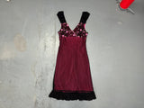 Black and Pink Mesh Floral Babydoll Dress