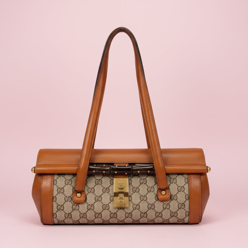 Gucci Bamboo Top Handle Shoulder Bag Light Brown