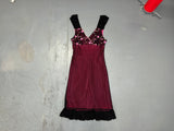 Black and Pink Mesh Floral Babydoll Dress