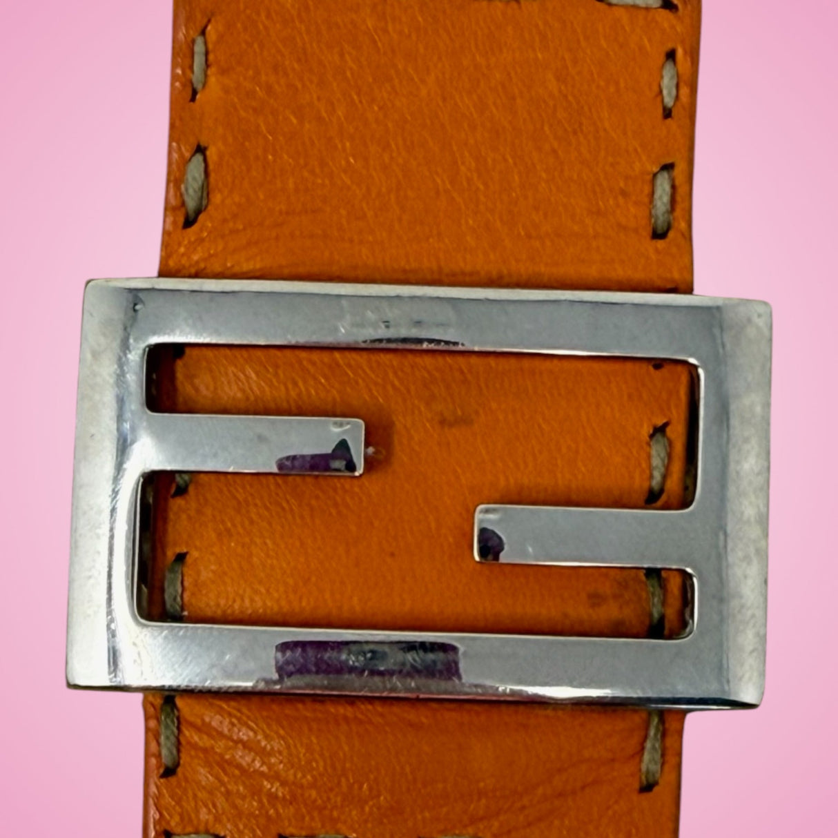 Fendi Selleria Orange Python Baguette