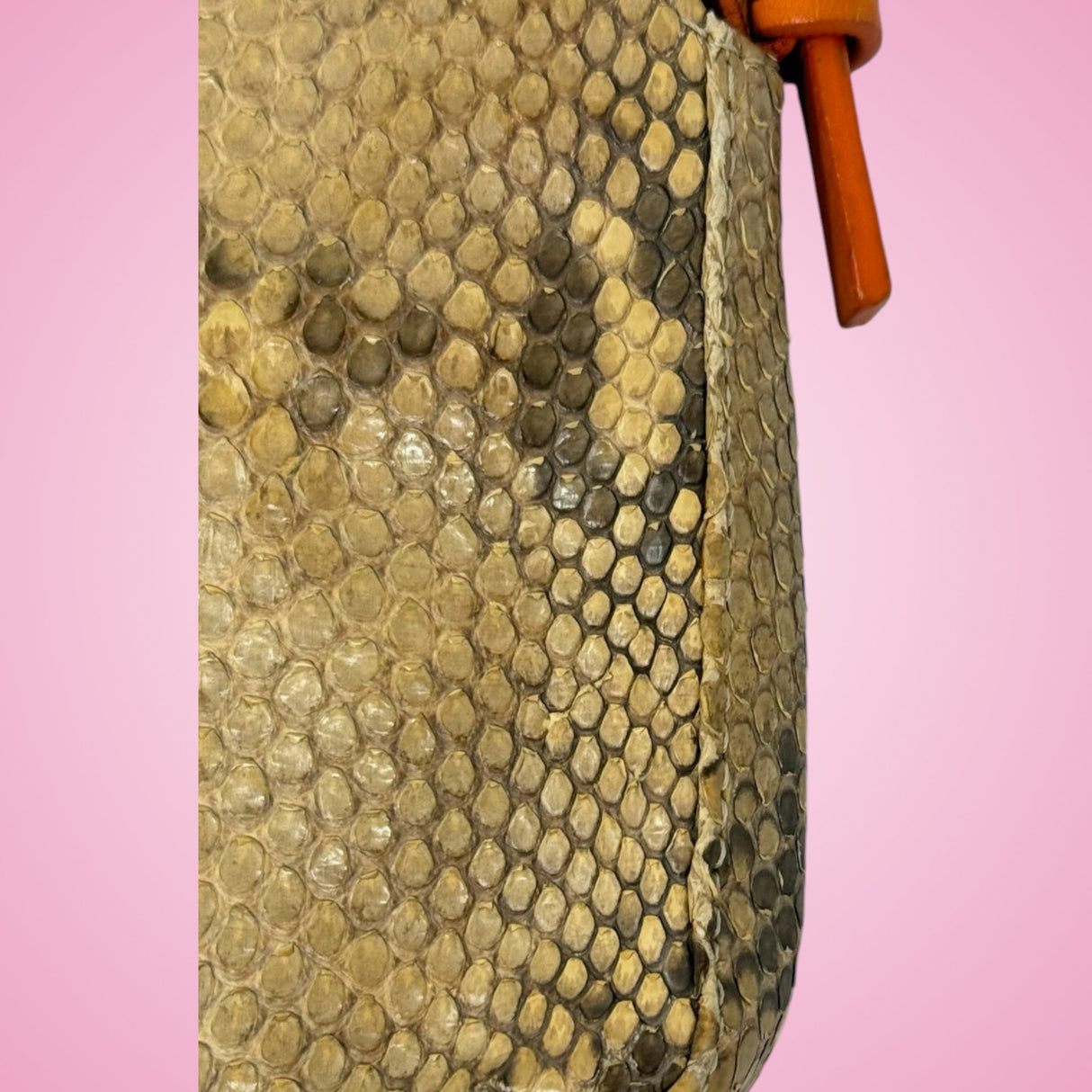 Fendi Selleria Orange Python Baguette