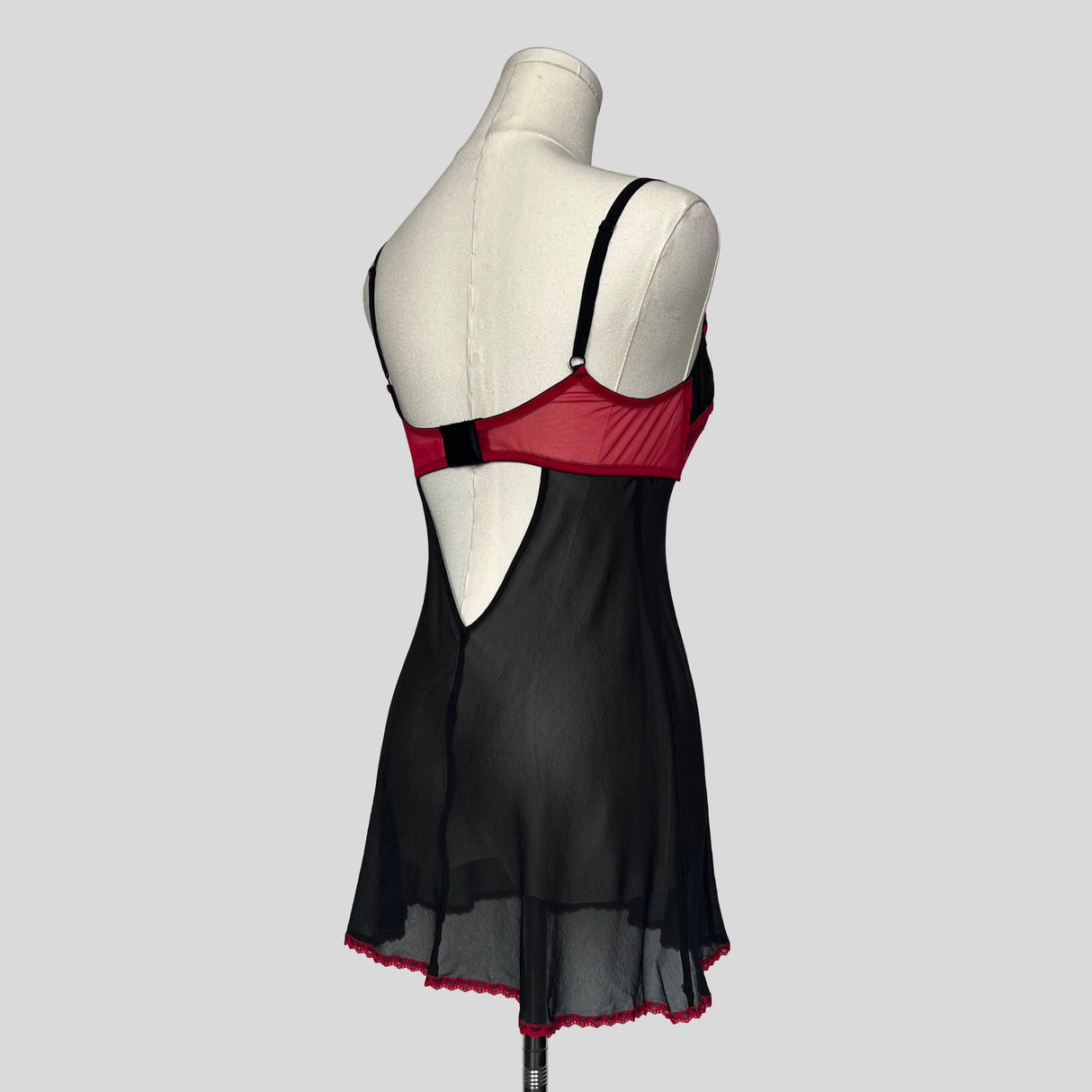Milkmaid lace trim slip dress in black and red
