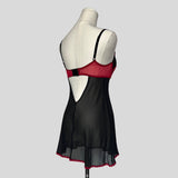 Milkmaid lace trim slip dress in black and red