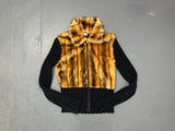 Black and Faux Fur Zip Up Sweater