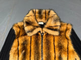 Black and Faux Fur Zip Up Sweater
