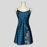 Fairy lace trim slip dress in blue floral