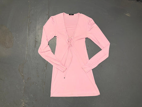 Light Pink O-Ring Long Sleeve Mini Dress