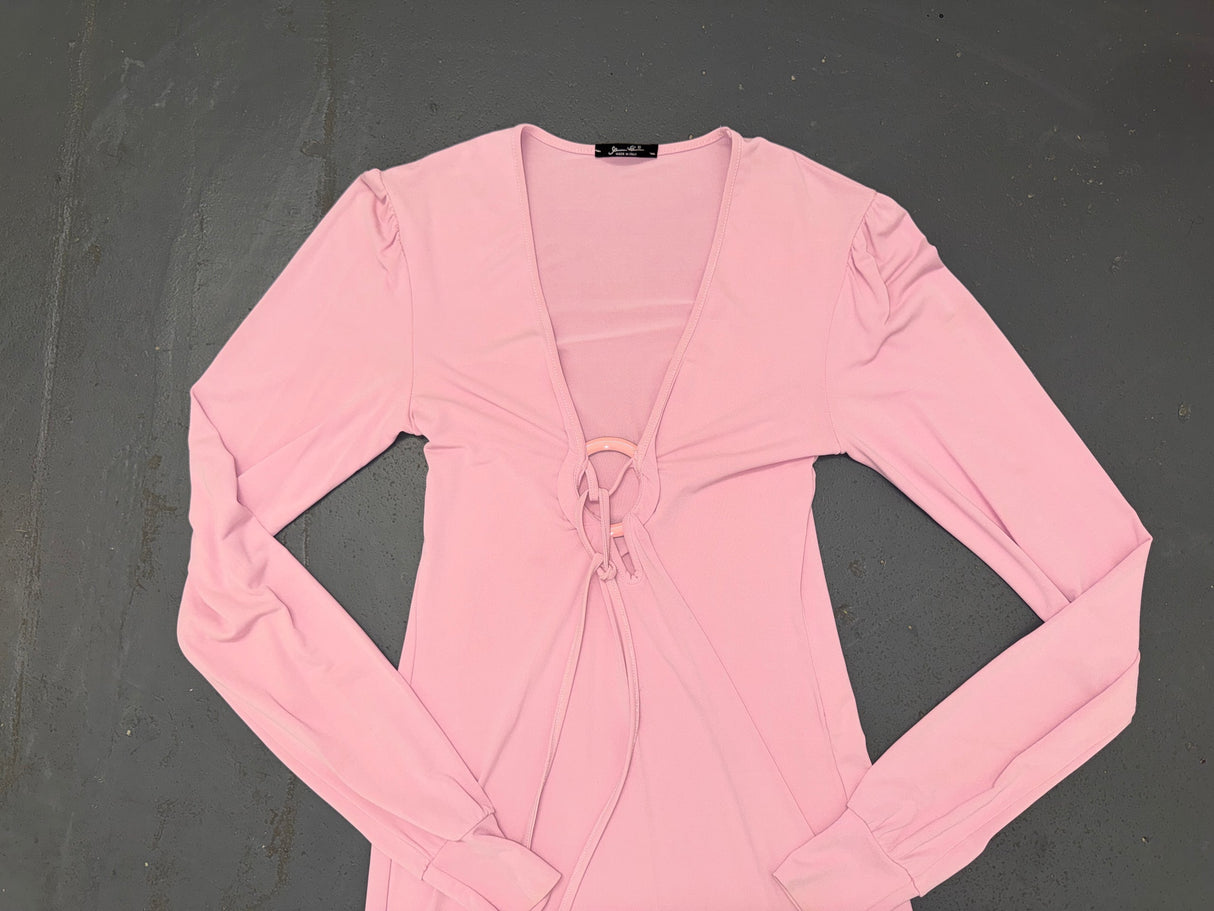 Light Pink O-Ring Long Sleeve Mini Dress