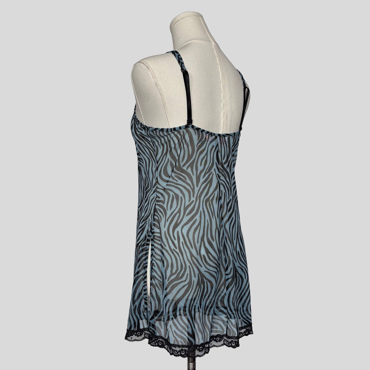 Print mesh slip dress in zebra