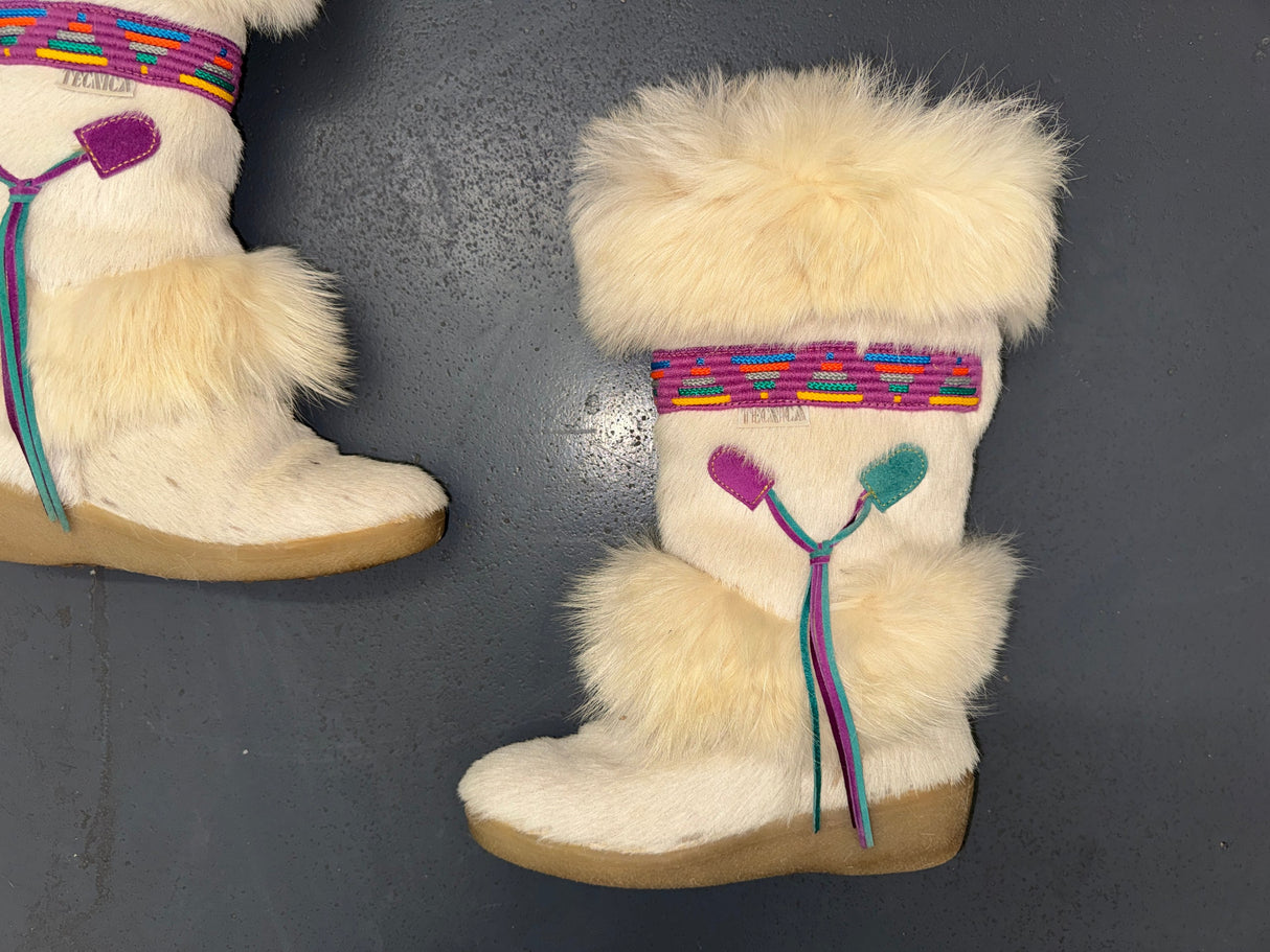 Off-White Fur Tall Winter Snow Boots US 6