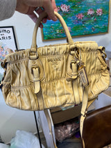prada beige Gaufre Convertible Satchel