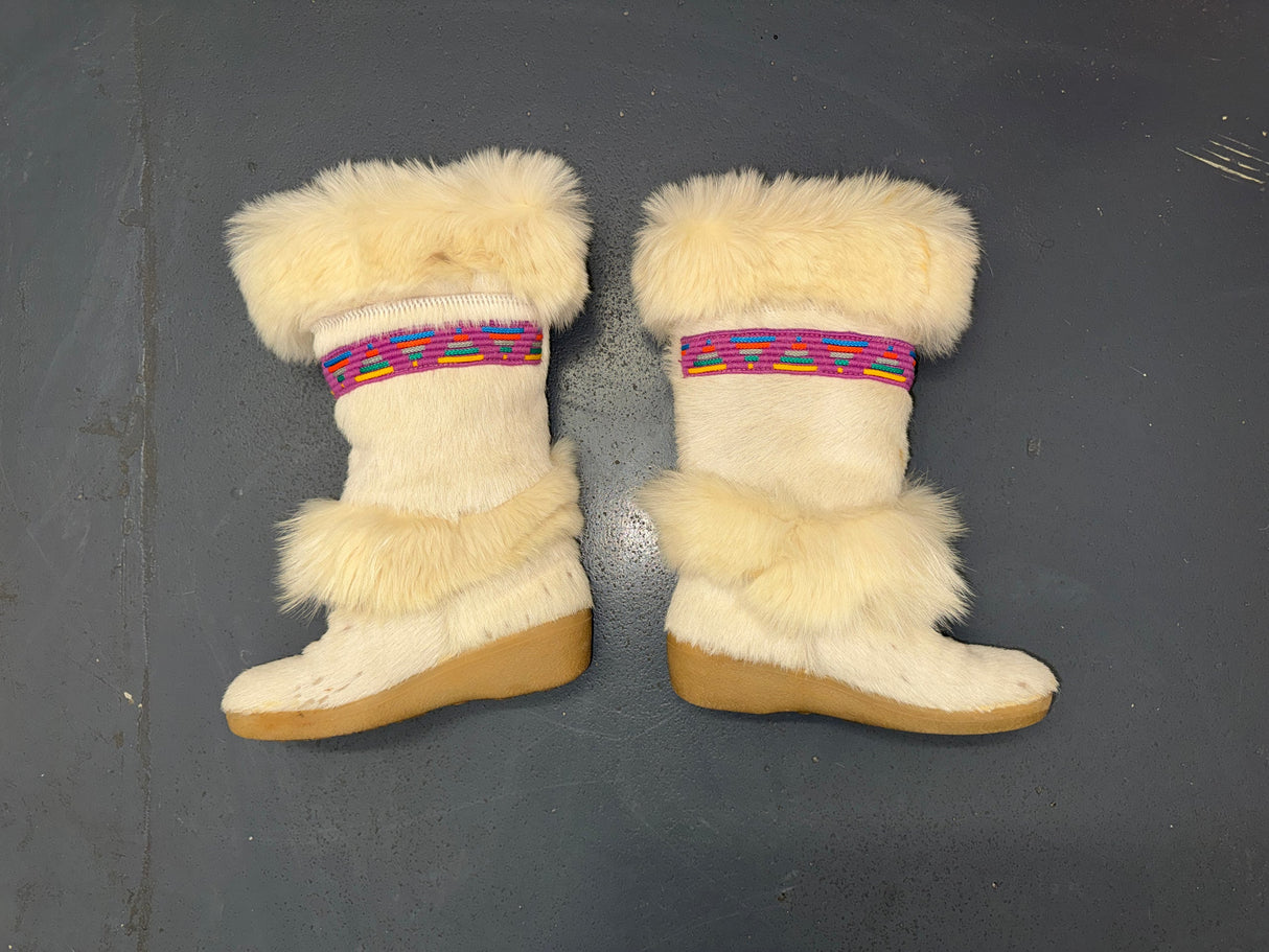 Off-White Fur Tall Winter Snow Boots US 6