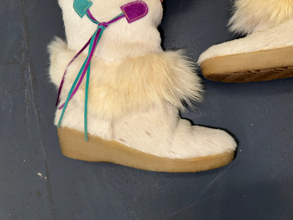 Off-White Fur Tall Winter Snow Boots US 6