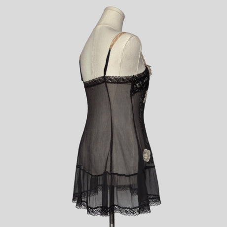 Delicate sheer lace slip