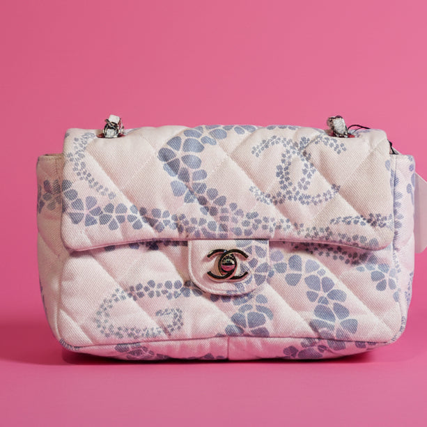 Chanel Coco Beach Printed Denim Quilted Flap Bag