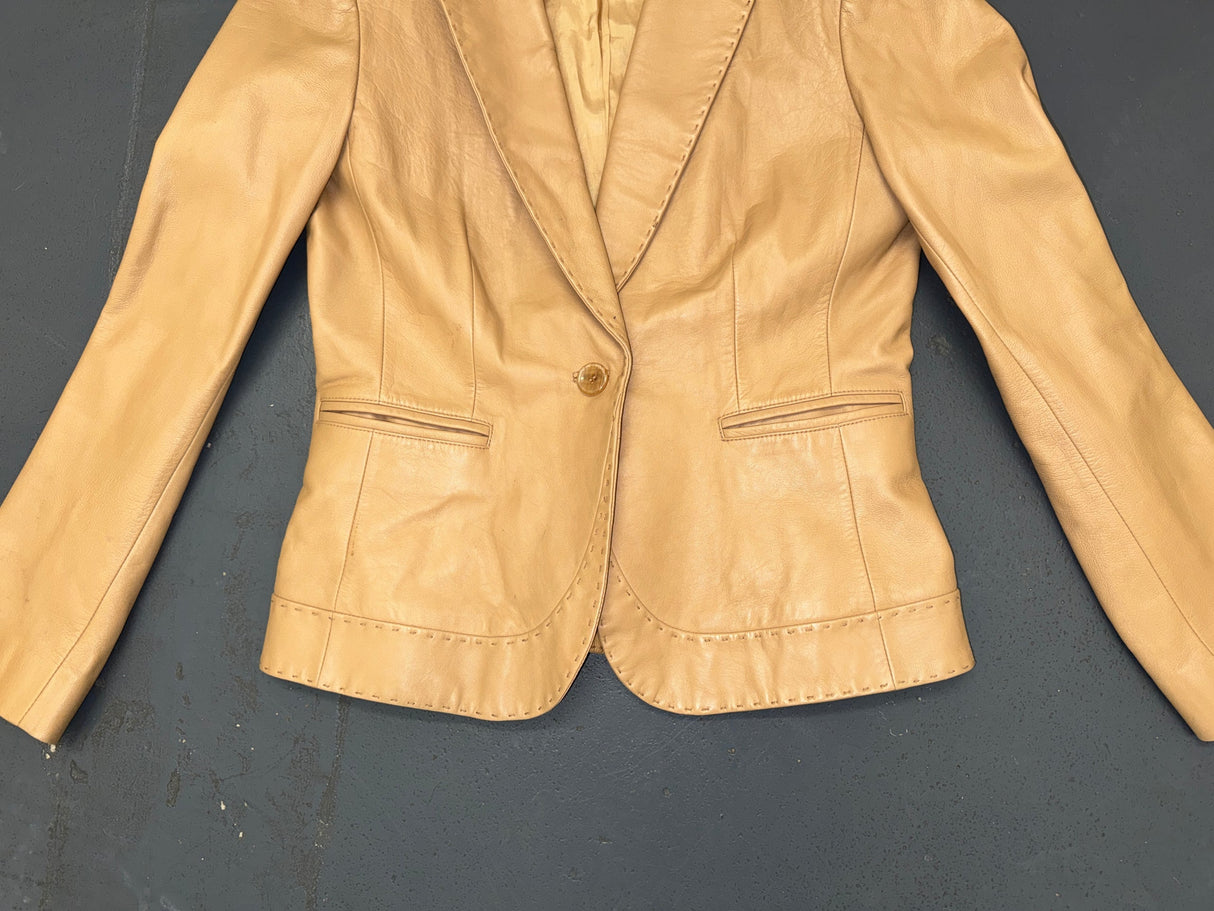 ISABELLA DEMARCO Light Brown Leather Blazer