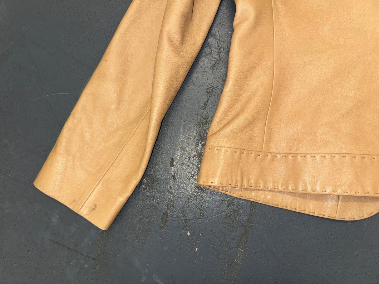 ISABELLA DEMARCO Light Brown Leather Blazer