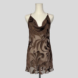 Tropical sheer backless burnout dress