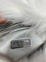 Prada White Fur Clutch Bag