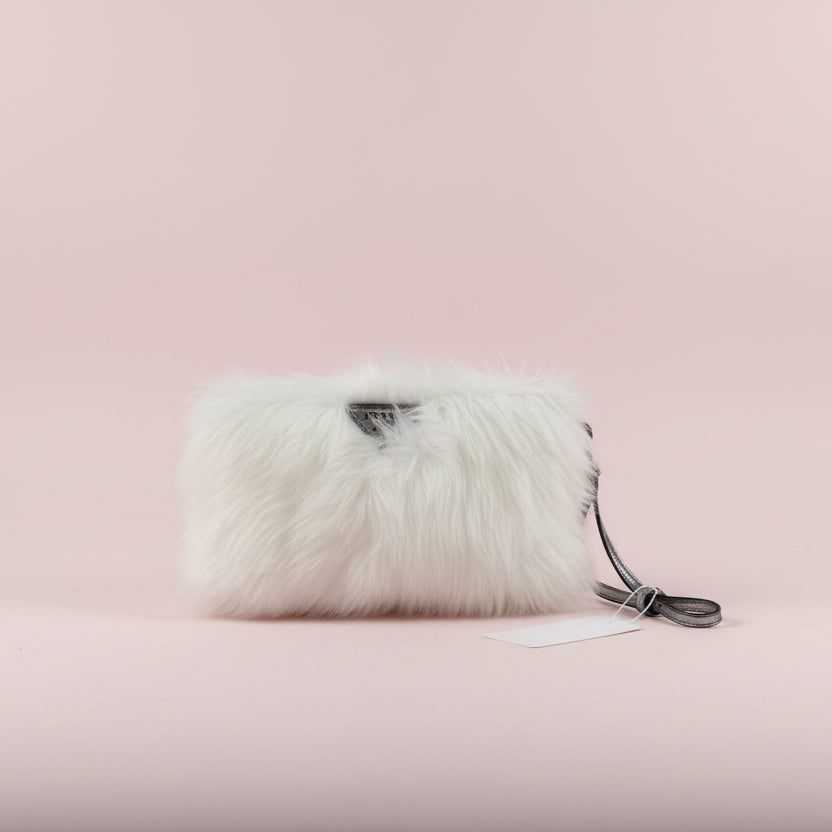 Prada White Fur Clutch Bag