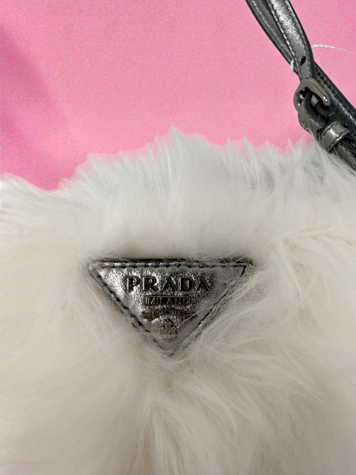 Prada White Fur Clutch Bag
