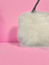 Prada White Fur Clutch Bag