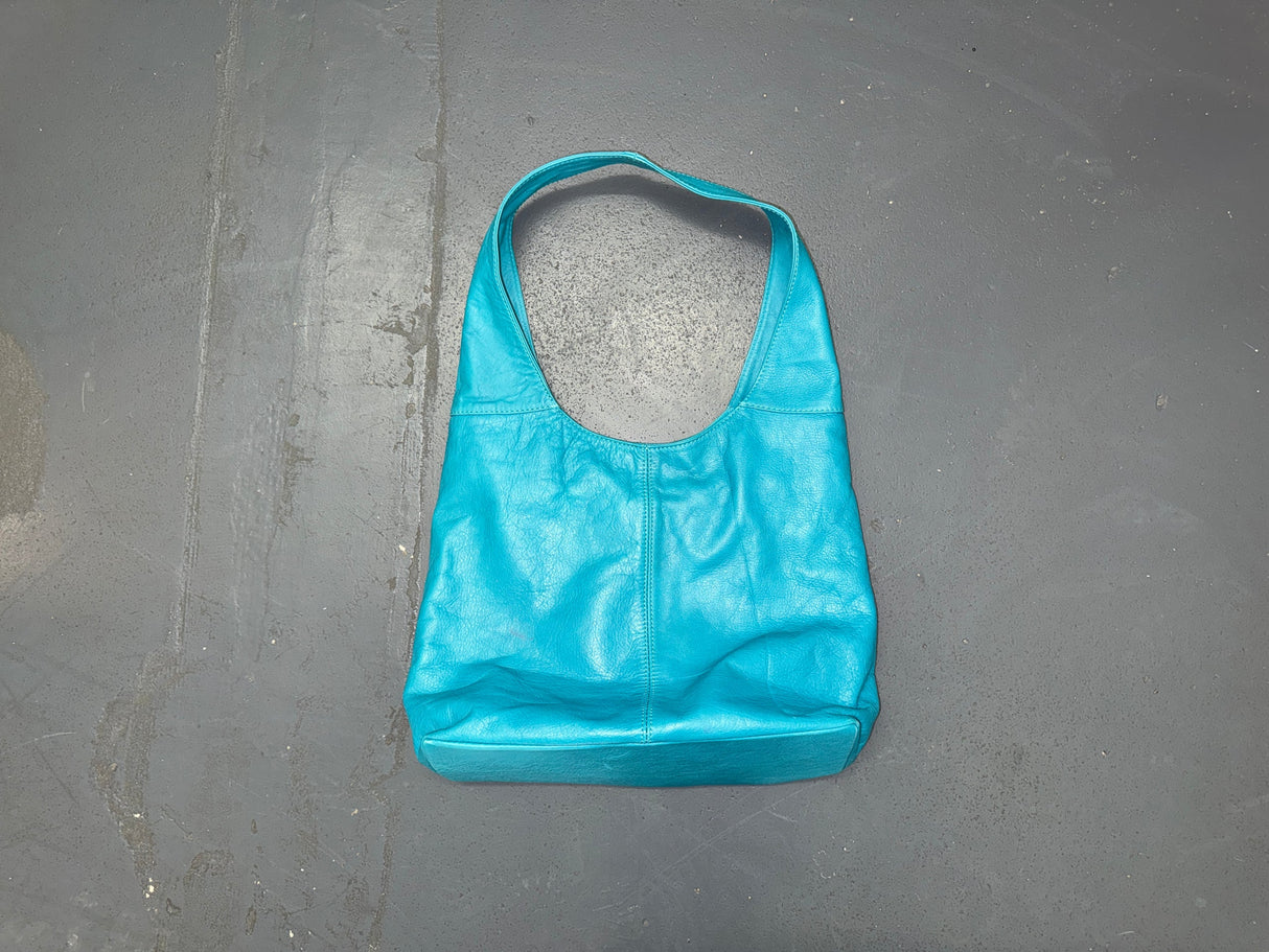 Turquoise Leather Hobo Shoulder Bag
