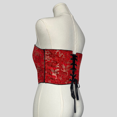 Ornate strapless lace up corset