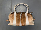 Springbok Fur and Grey Leather Shoulder Bag