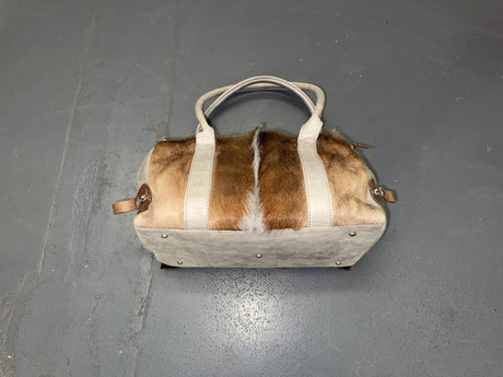 Springbok Fur and Grey Leather Shoulder Bag