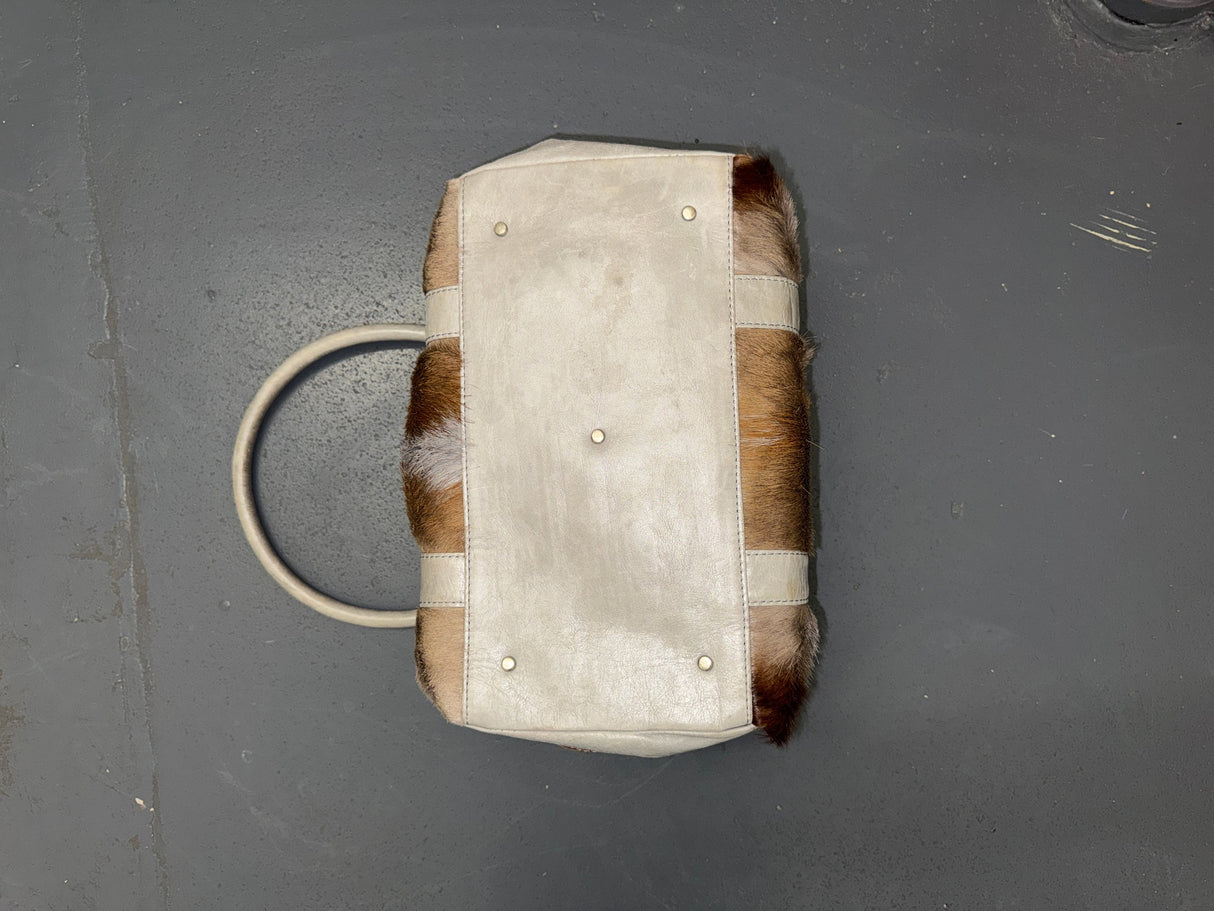 Springbok Fur and Grey Leather Shoulder Bag