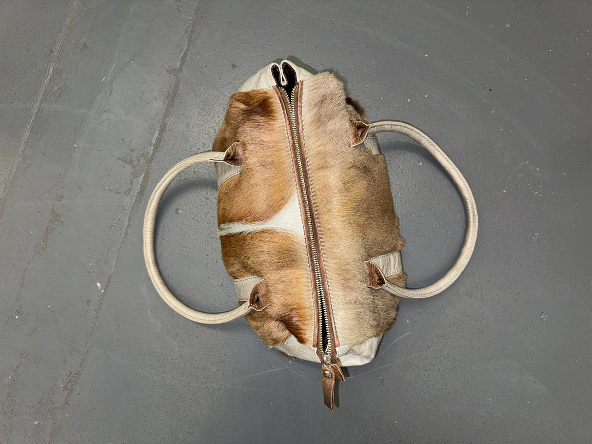 Springbok Fur and Grey Leather Shoulder Bag