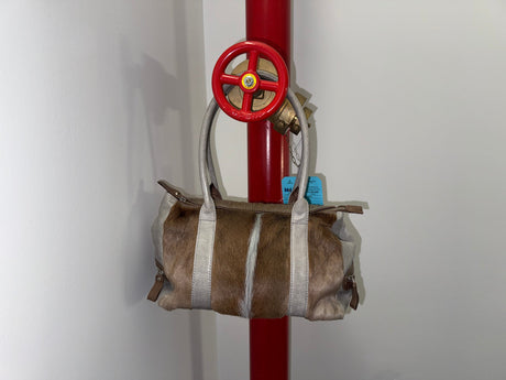Springbok Fur and Grey Leather Shoulder Bag