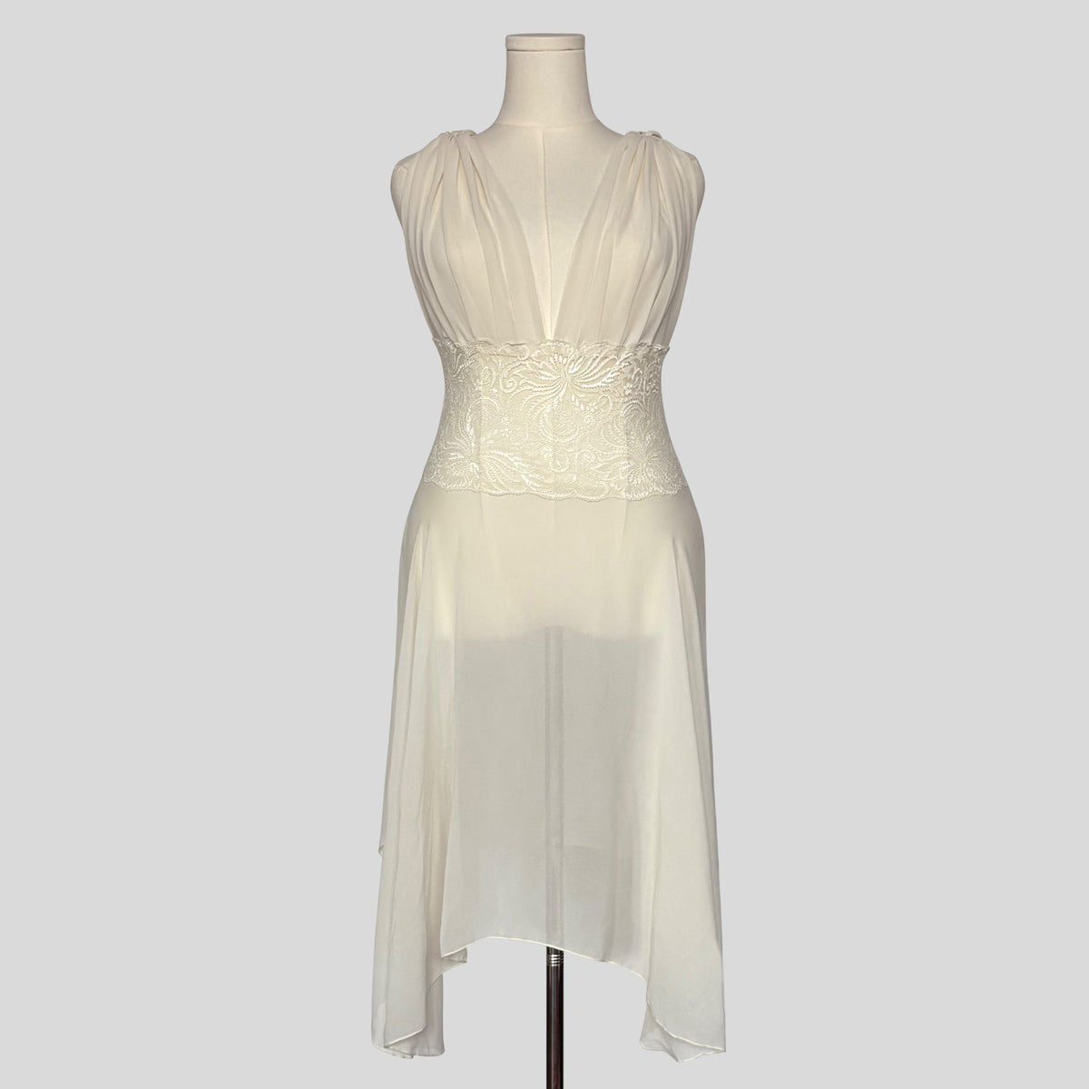 Sheer drape bridal gown