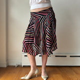 Italian Rainbow Striped Ruffled Midi Skirt