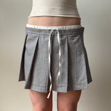 Italian Pleated Rhinestone Mini Skirt