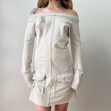 Diesel White Sweatshirt Raw Hem OTS Mini Dress