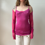 Patrizia Pepe Hot Pink Knit Mesh Top