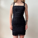 Italian Black Fringe Mini Dress