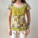 Italian Green Plaid Babydoll Top